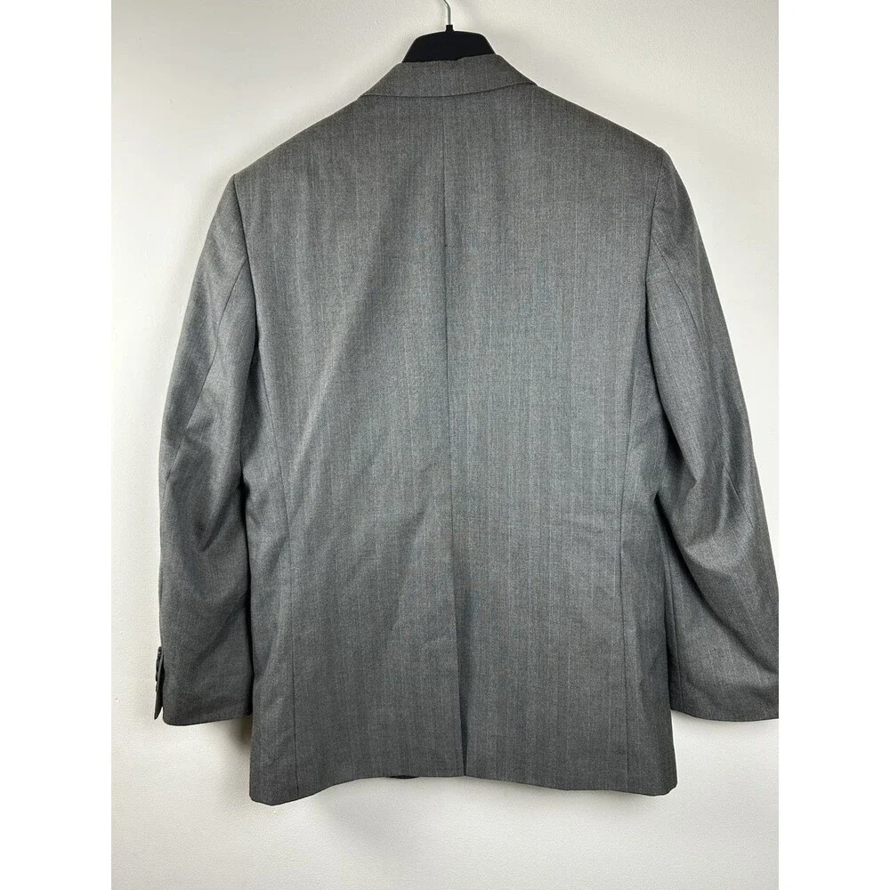 Saddlebred Gray Solid Blazer Jacket 40R Single-Breasted 2-Button Notch Lapel